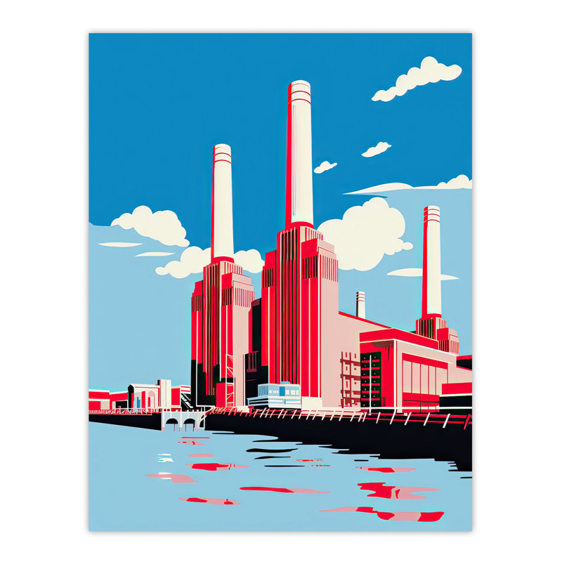 Wall Art Print Battersea Power Station Graphic Blue Poster Picture