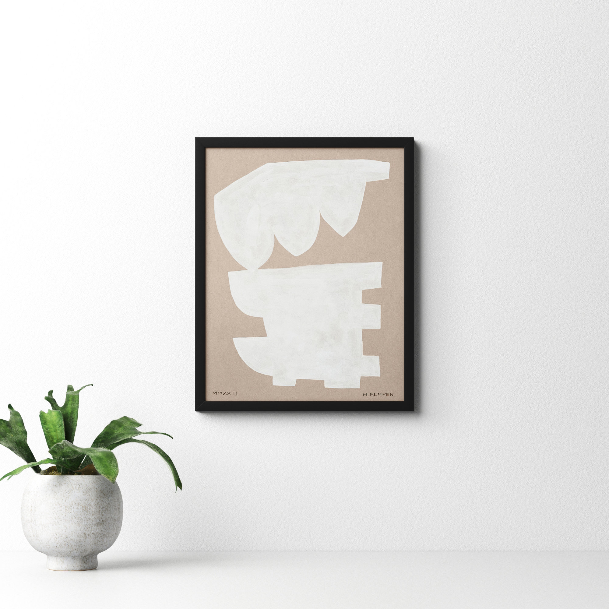 Modules In White 1 by Michael Kempen, Black Framed, 16" W x 20" H