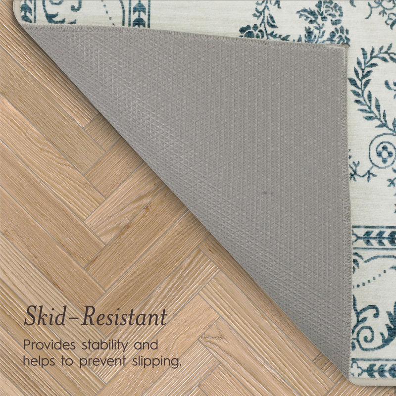 Laura Ashley Josette Machine Washable Imagine Printed Chenille Rugs 1-Piece, Rectangle 8' x 10'
