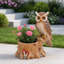 Pot de jardin rustique en polyrésine sur hibou pour décoration intérieure et extérieure