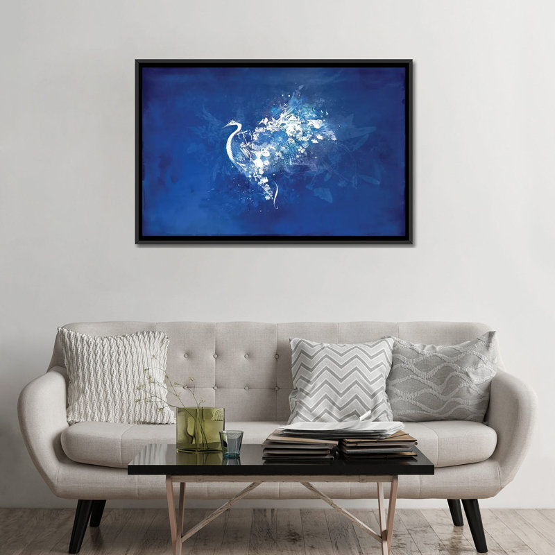 « plumed florals », impression sur toile, H 18 po x l 26 po x P 1,5 po, Toile avec cadre noir