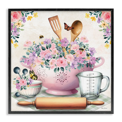 Art floral giclée et ustensiles roses par Nicole DeCamp
