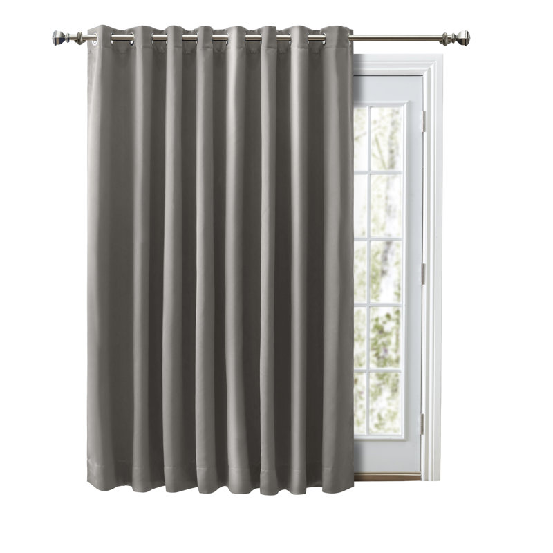 Ardelle Blackout Single Curtain Panel, Gray with Brushed Nickel Grommets, 112" W x96" L