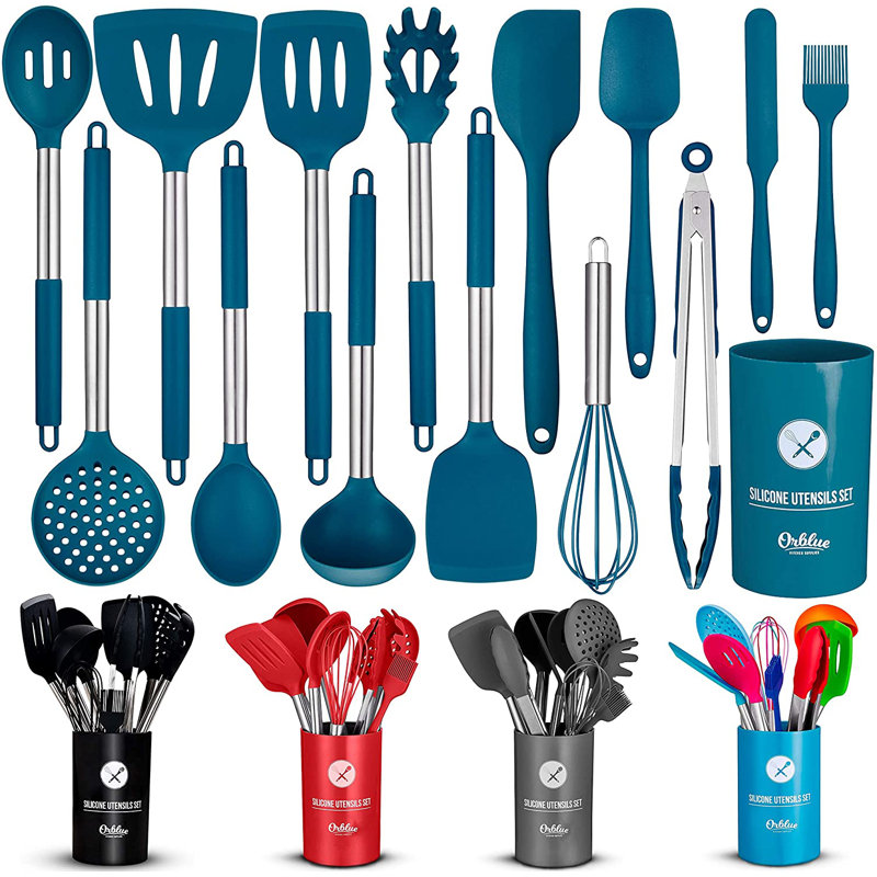 Ensemble de 14 ustensiles de cuisine pour la cuisine, Bleu