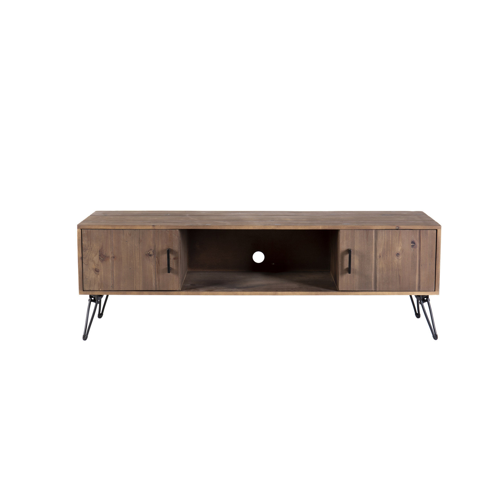 Image showcasing 17 Stories Industrial Style Reclaimed Wood Media Console With Storage ...