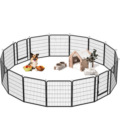 Heavy Duty Metal Outdoor Pet Playpen - 16 Panels, 31.7"h With Rust Prevention And Easy Movement Feature Dog Fence Panels Resistance Gravity Lock Mechanism