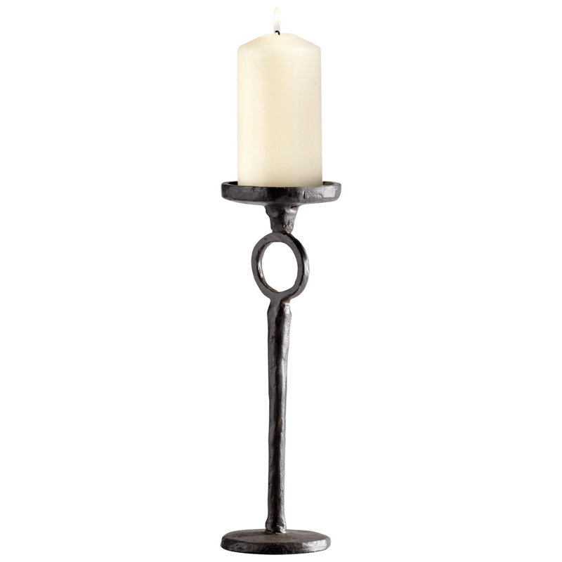 Duke 13'' Black Iron Contemporary Candelabra with Rust Finish