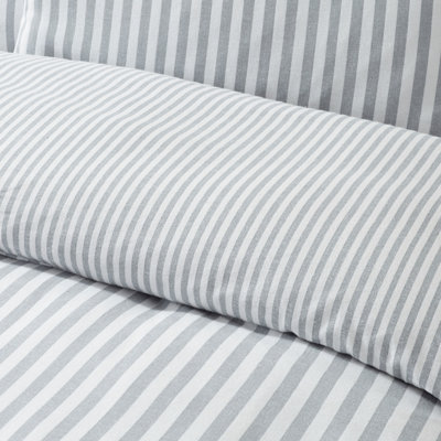 Brushed Stripe Cotton Reversible Duvet Cover Set