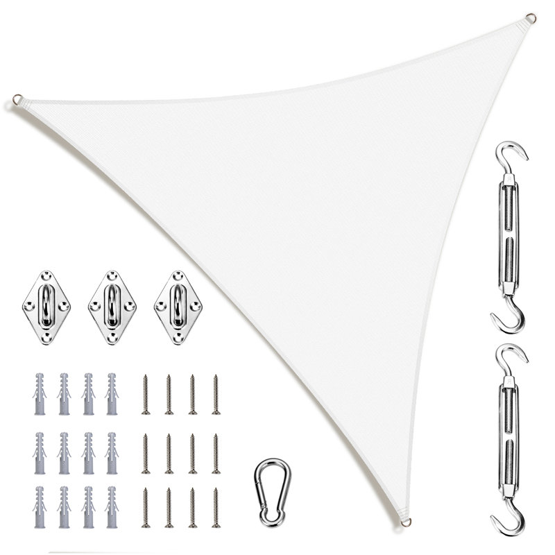 Amgo Triangle Sun Shade Sail with Hardware Kit, 12 ft. x 12 ft., White