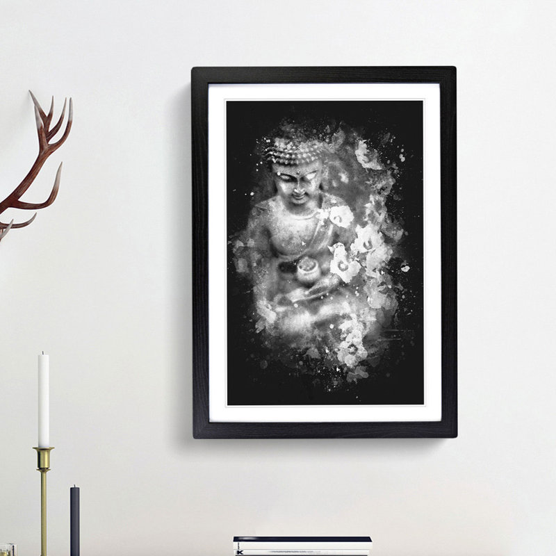 Buddha Surrounded - Framed Print, 33cm H x 24cm W x 2cm D, Black Framed