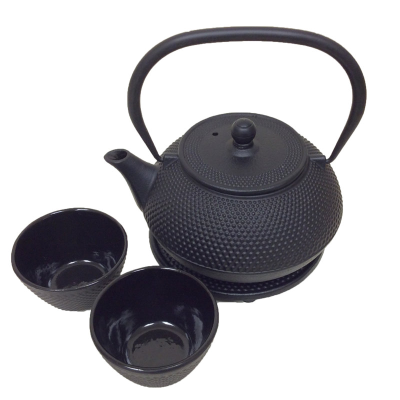 Ensemble de petites théières en fonte 0,8 noir, Noir