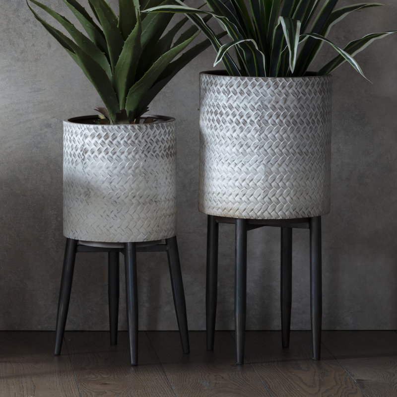 Albion Metal Planter, 51cm H x 24cm W x 24cm D