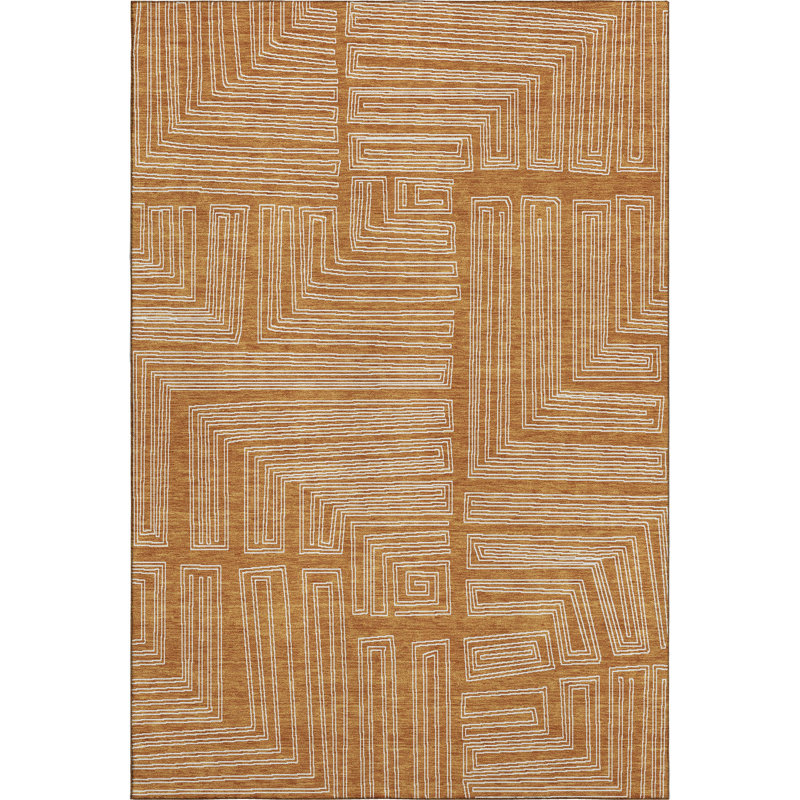 Tapis géométrique de qualité supérieure lavable à la machine Cortes AMF1045, Rectangle 2 pi 6 po x 3 pi 10 po
