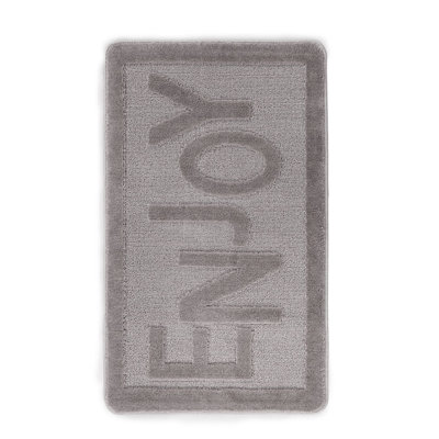 Non-Slip Bathmat, Grey, 23.6 x 39.4 Inches | 100% Polypropylene, 10 mm Total Thickness, 1300 g/m² | Machine Washable at 30°F, Vacuum Friendly | Perfect for Bathroom Safety & Comfort, Durable Design