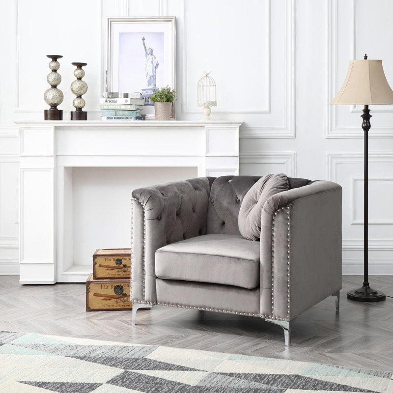 Pompano Velvet Chair, Gray Velvet