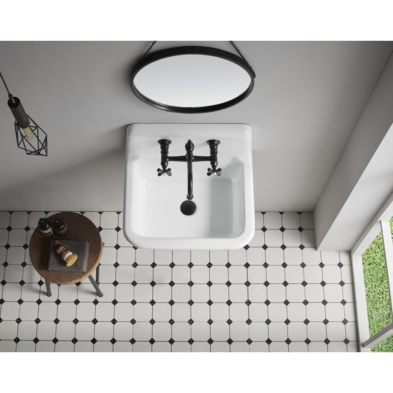 Kingston Brass Petra Galley Cast Iron Wall Mount Kitchen Sink, 18" H x 22" W x 18" D