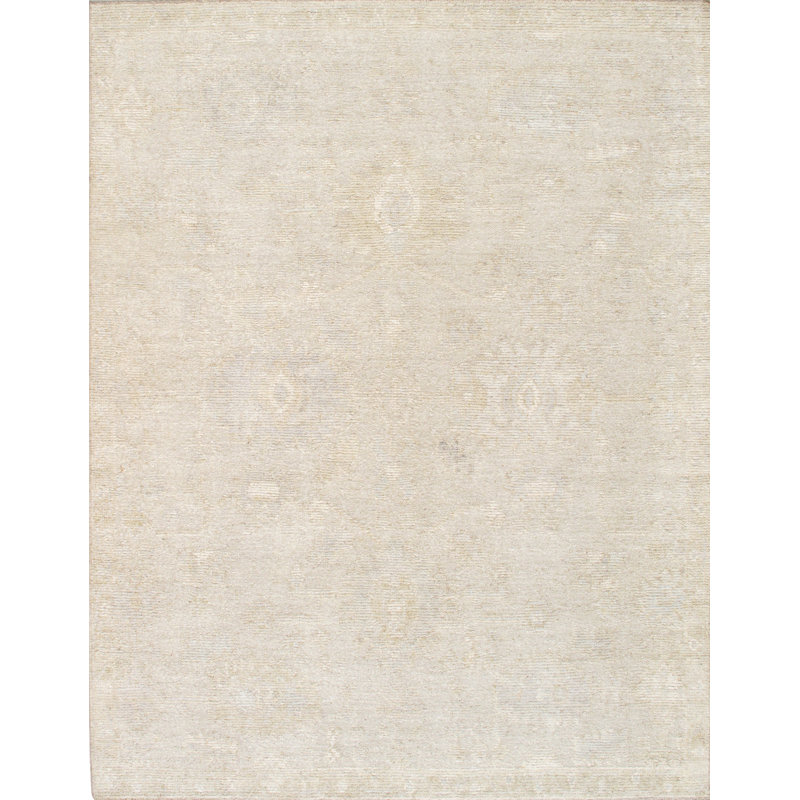 Oushak Hand-Knotted Beige Wool Area Rug