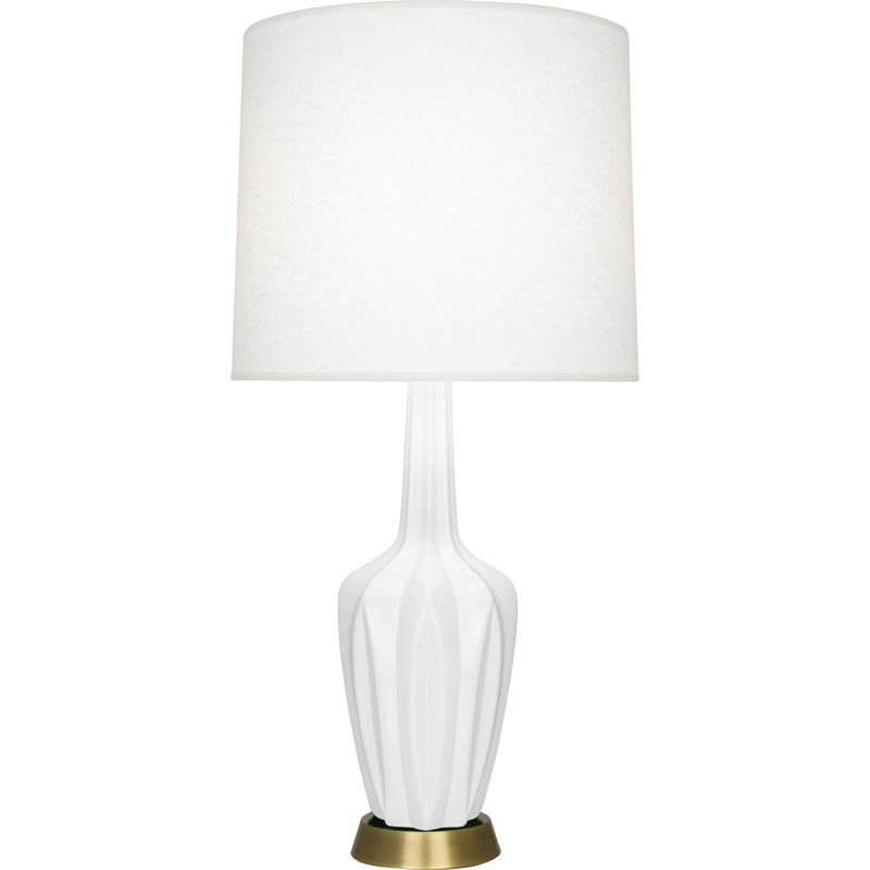Petite lampe d'appoint Emma, H 34,25 po x l 7,38 po x P 15 po, Marguerite émaillée, Céramique / métal