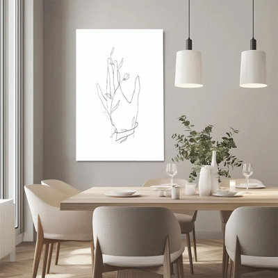 1Pc Framed Canvas Poster Print Hand and floral vines, line art, minimalist style Wall Art Wall Pediments, Wall Decor, Perfect for Room Decor Living Ro