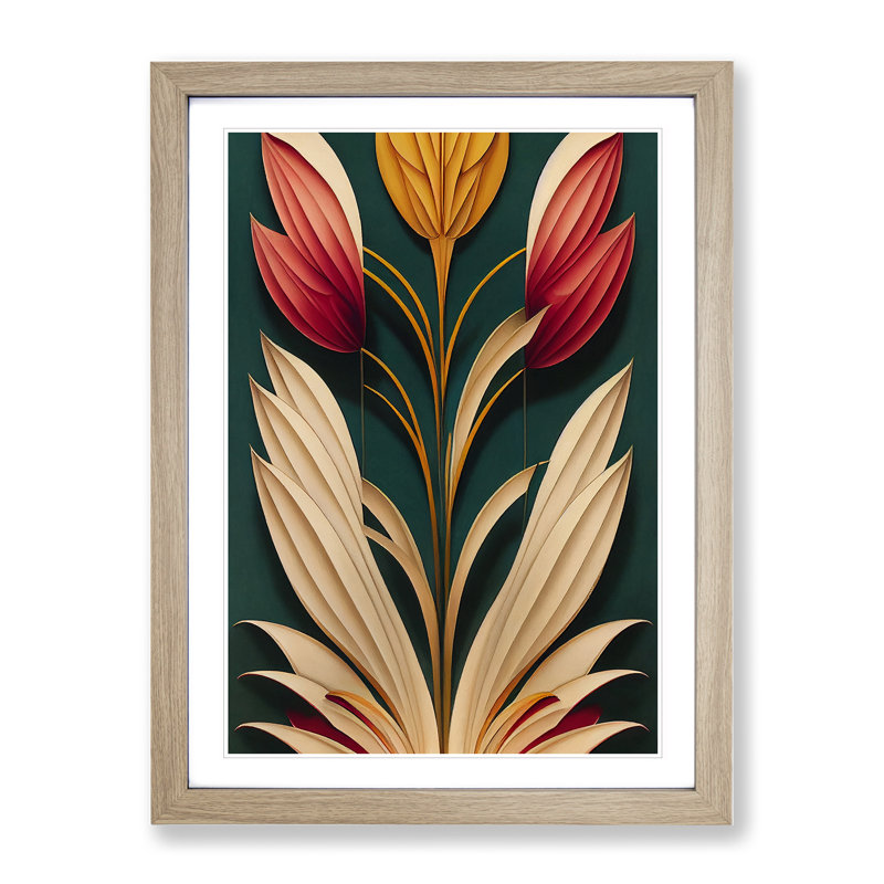 Flower No.1 - Single Picture Frame Print, 46cm H x 34cm W x 2cm D, Oak Framed