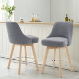 26'' Swivel Counter Height Barstool with Back for Kitchen Island,Nailhead Trims and Solid Wood Frame