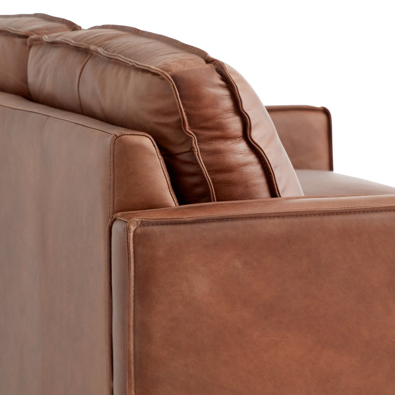 Causeuse en cuir Cascades, Cuir véritable moka