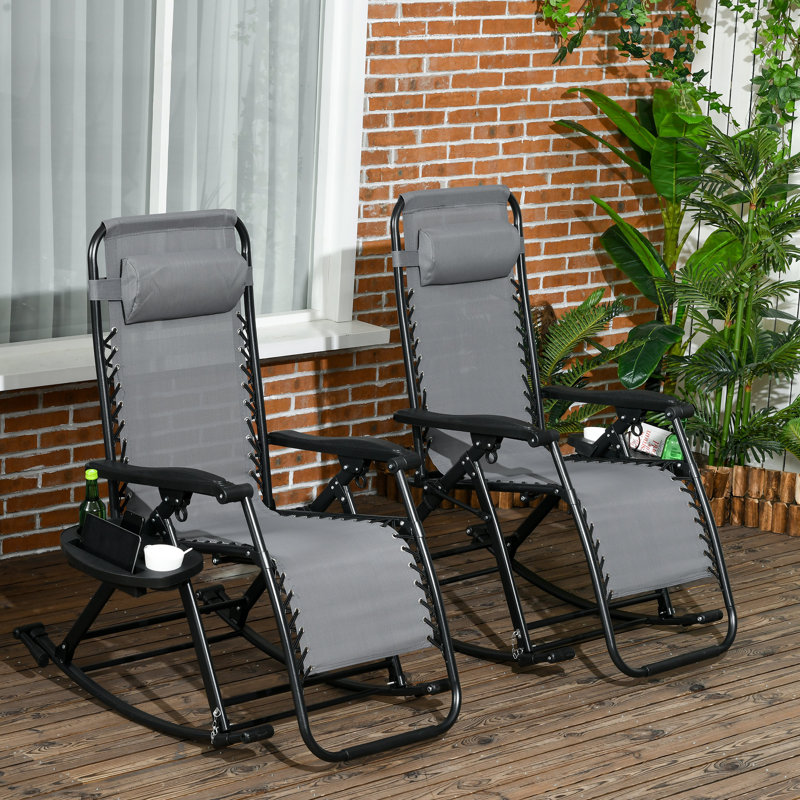 Chaise berçante d'extérieur en métal Mattson, Gris