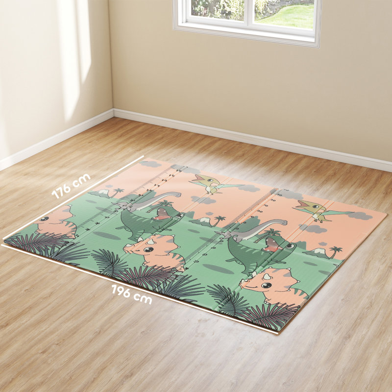 AIYAPLAY Baby Play Mat Foldable 196 x 176 x 1.5cm Dinosaur Theme