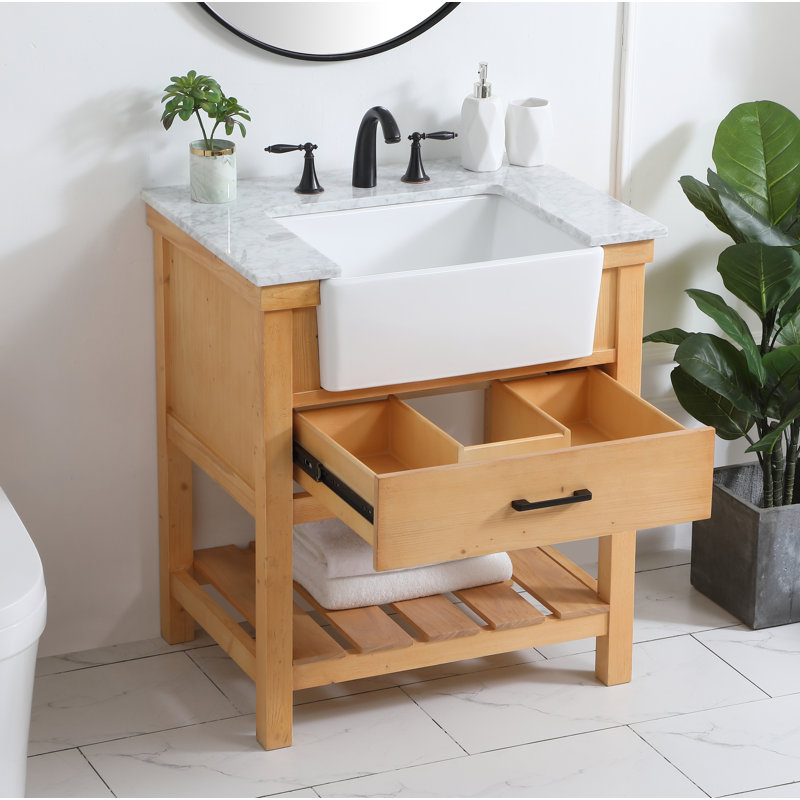 Meuble-lavabo simple 30 po Pelaghia, Bois naturel