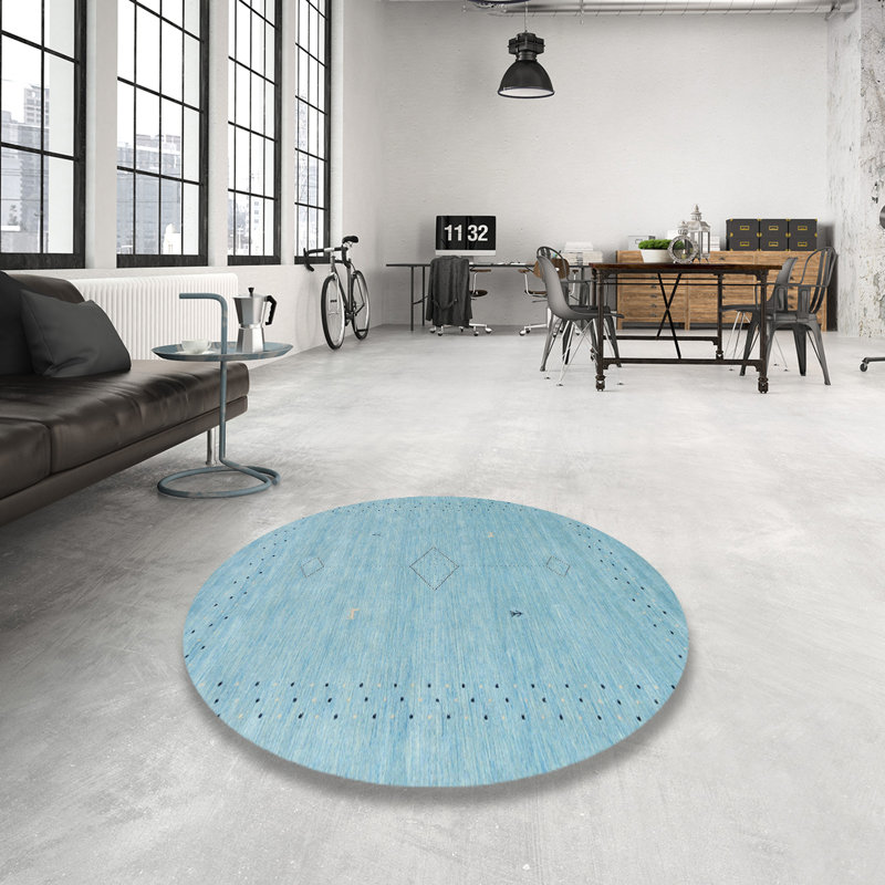 Tapis abstrait bleu, Rond 7 pi