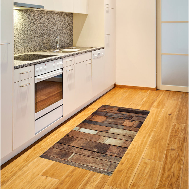 Wooden Print High Density Long Fiber Poly Threads Decorative Area Rug Carpet, Rectangle 2'7" x 5'