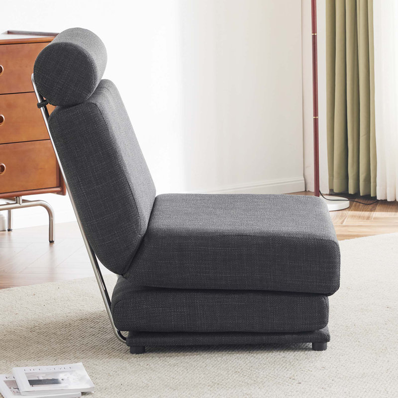 Single Sofa Chair Foldable Single Sofa Bed with Pillow, Dark Gray
