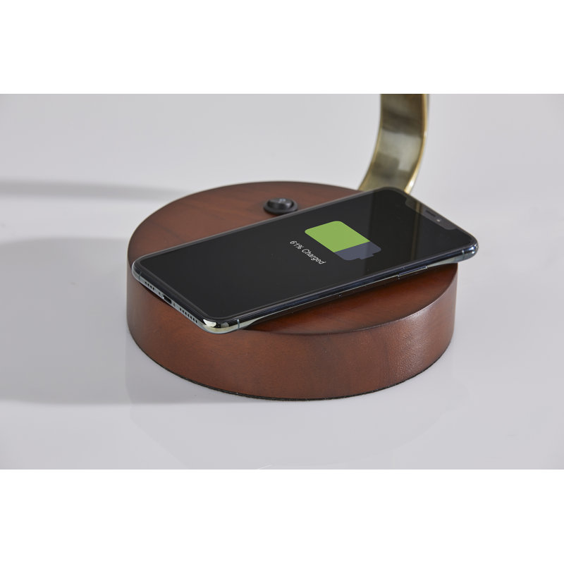 Lampe de table arquée 19 "avec USB Ahana, Laiton, Beige
