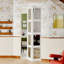 Portes pliantes en deux: portes pliantes en miroir blanc 4-Lite, bois manufacturé, avec serrure, poignée et quincaillerie-110389582