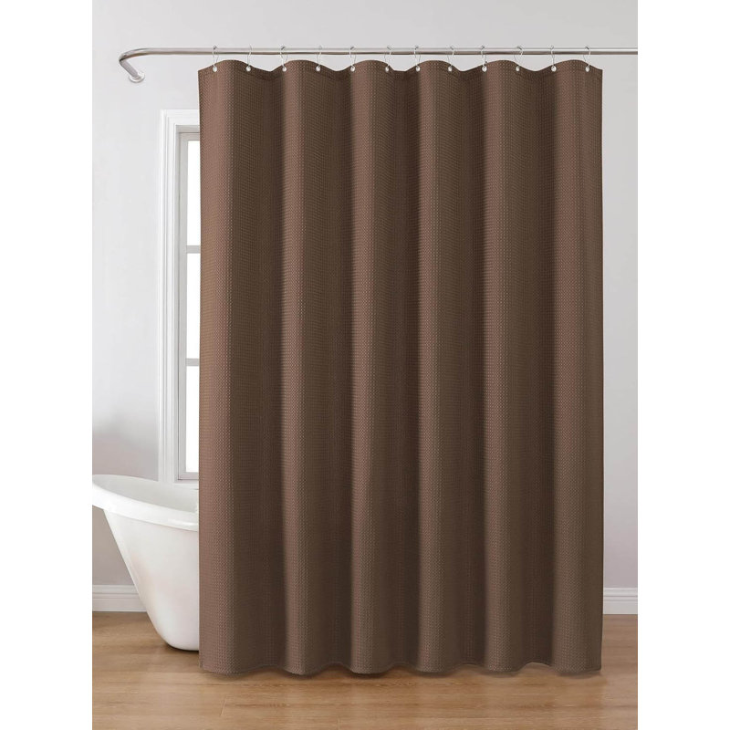 Shower Curtain With Metal Hooks- 182 X 182Cm, Brown
