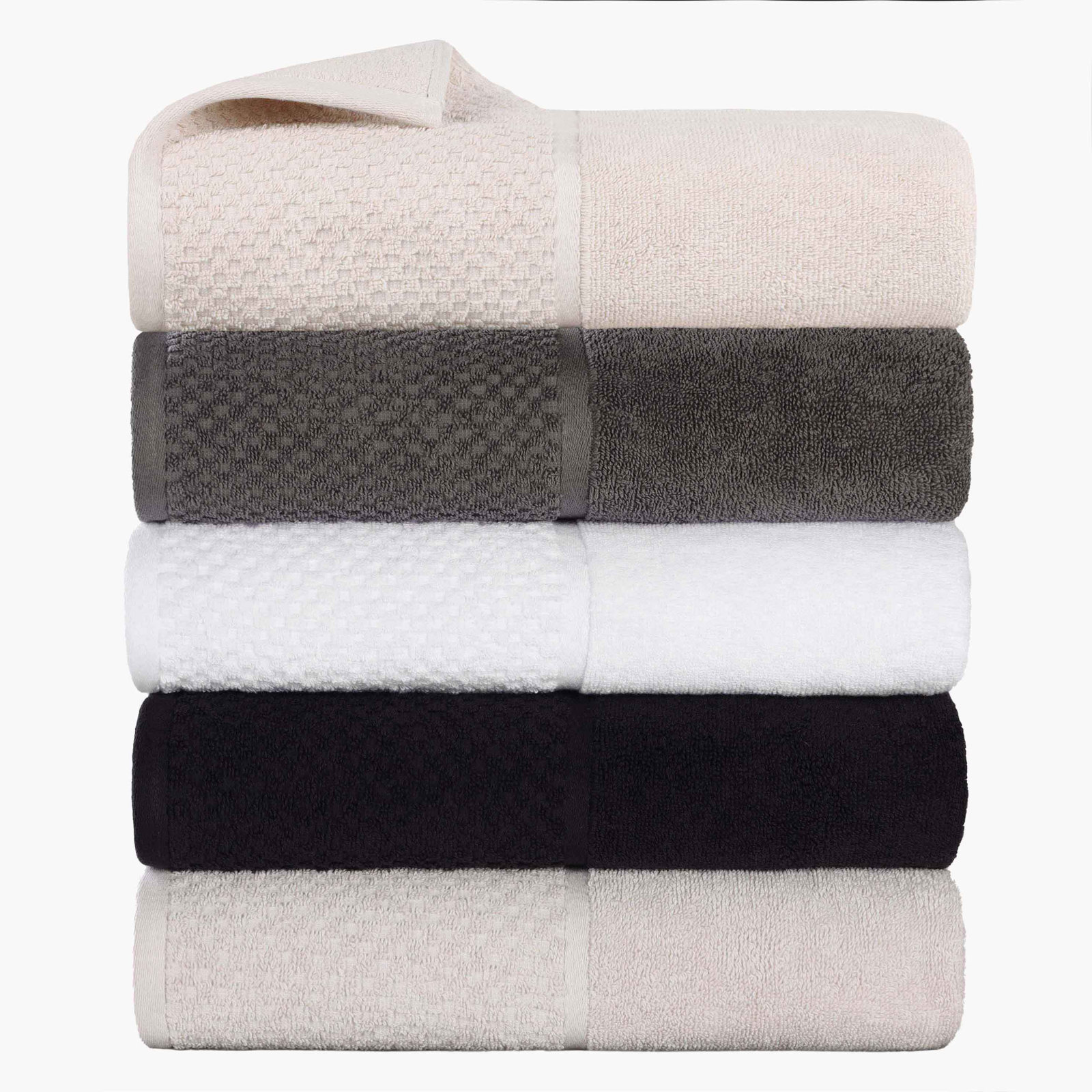 Eliora Lodie Cotton Plush Soft Absorbent Jacquard Solid 3 Piece Towel Set, White