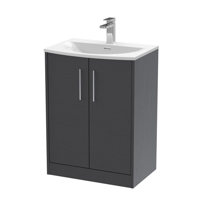 Juno 610mm Single Bathroom Vanity with Integrated Vitreous China Basin, Graphite Grey