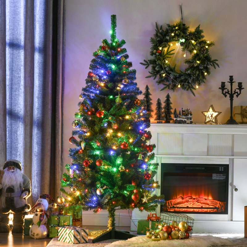 Arbre de Noël artificiel 6 pi avec 584 branches, 212 lumières DEL, ouverture automatique, flamme, facile à assembler, arbre Merry H 70,75 po, retardateur, assemblage simple, festif
