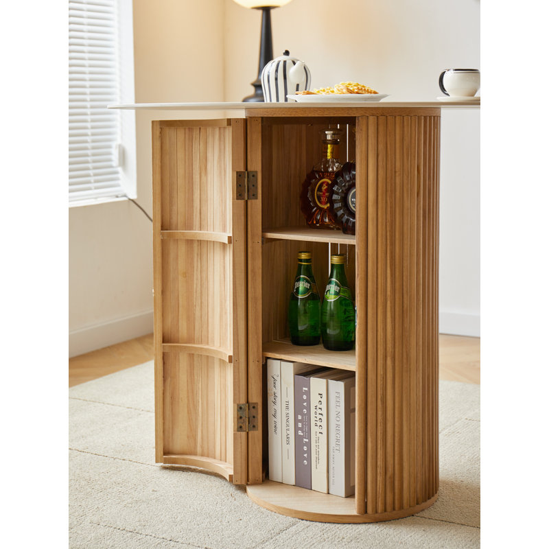 Moxley Natural Solid Wood Side Table, White, Brown