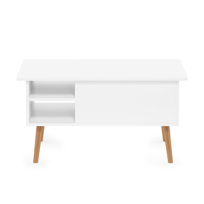 Table basse à rallonge à 4 pieds avec rangement Hirom sutu, Blanc