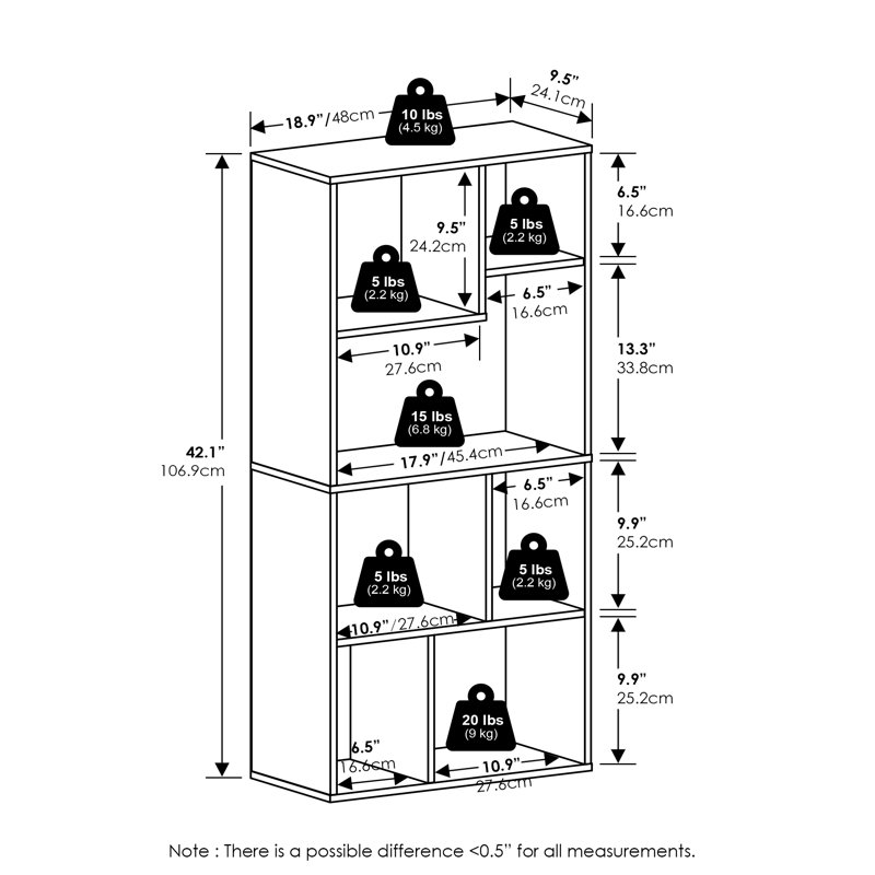 Ebern Designs Denning 7-Cube Irregular Cubes Bookcase, Bookshelf, Storage Organizer, White