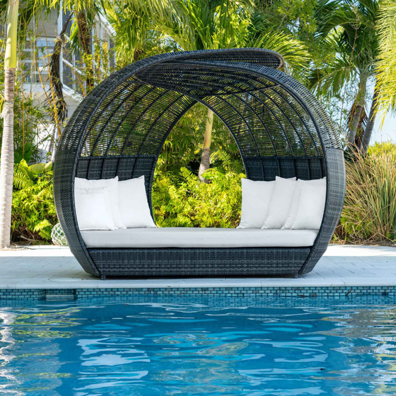 Banyan Outdoor 4 - Seat Patio Daybed, Spectrum Graphite Sunbrella® Plainweave