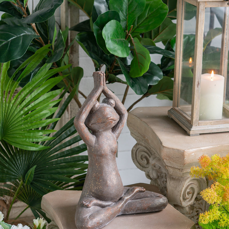 Figurine grenouille brune en magnésium et yoga