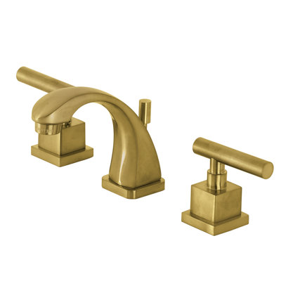 Kingston Brass Claremont Two-Handle 3-Hole Deck Mount Widespread Bathroom Faucet with Brass Pop-Up Drain