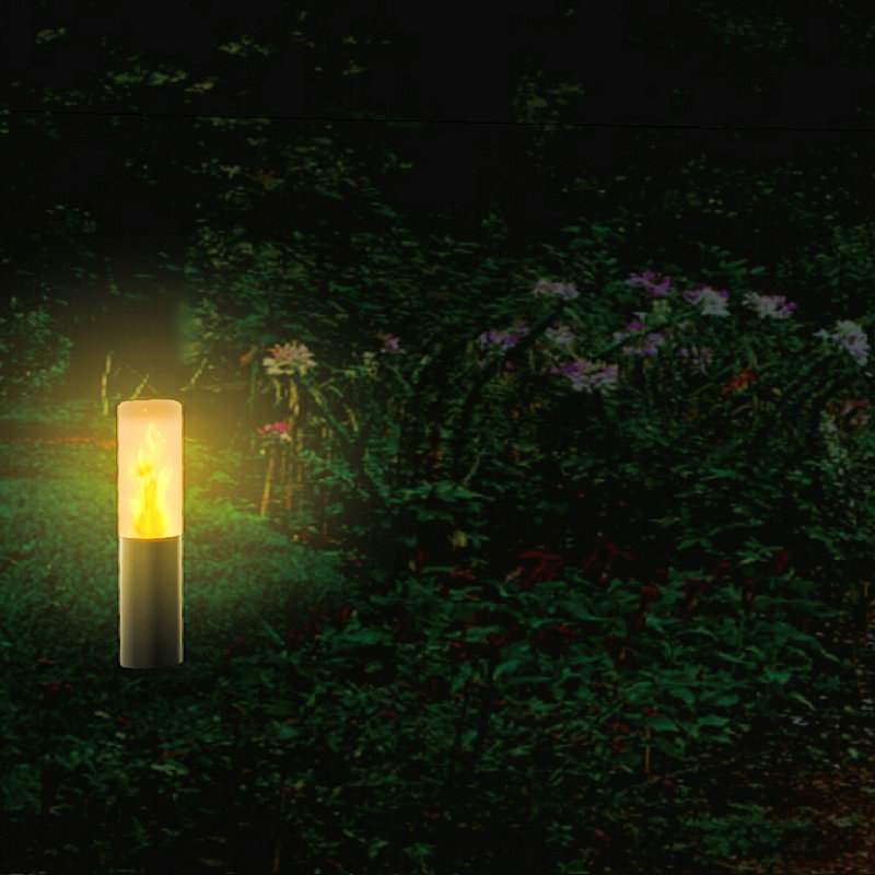 Outdoor Solar LED Modern Home Pathway Light, Flame Effect