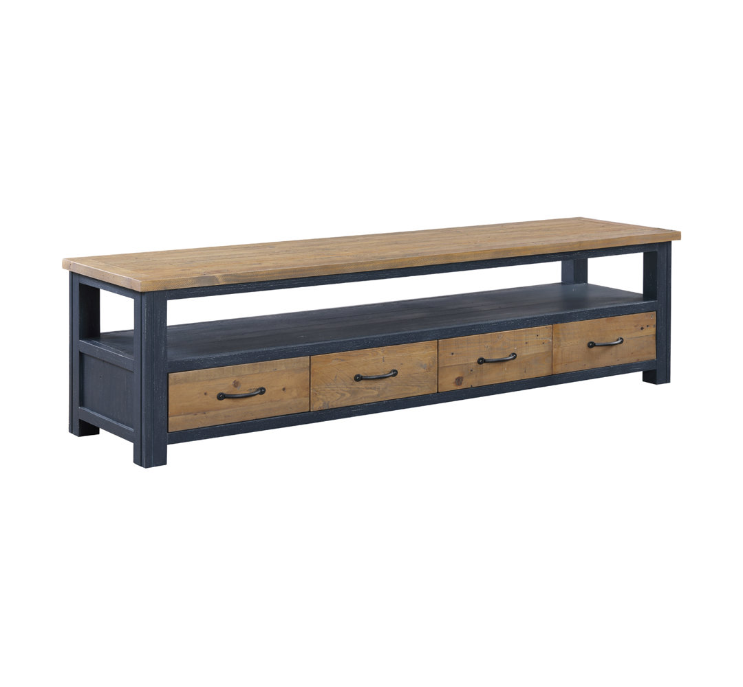 Baumhaus Splash Of Blue 4 Drawer Single Shelf Widescreen Tv Cabinet - Image 3