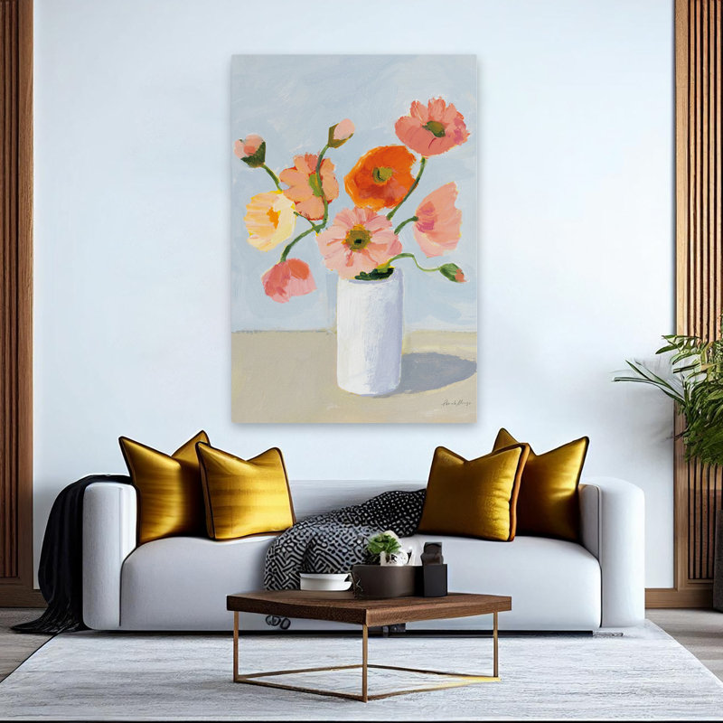 Coquelicots de style contemporain et champêtre, H 60 po x l 40 po
