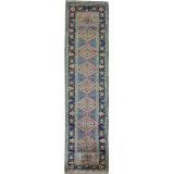 Wool Oriental Area Rug in Coral/Blue/Green