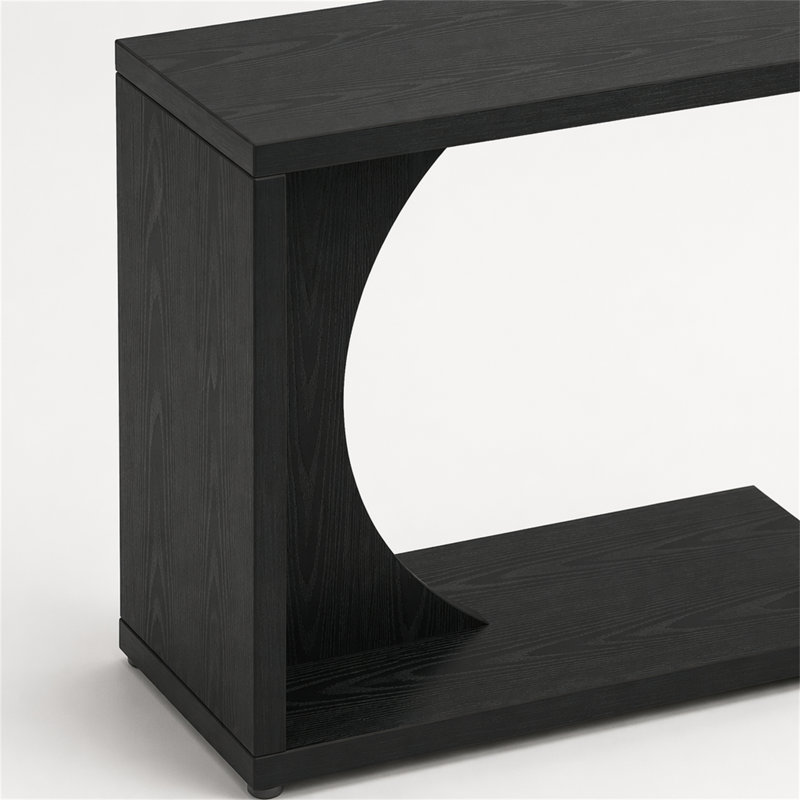 Table de bout en C, table de chevet en bois, Noir, Noir, Noir