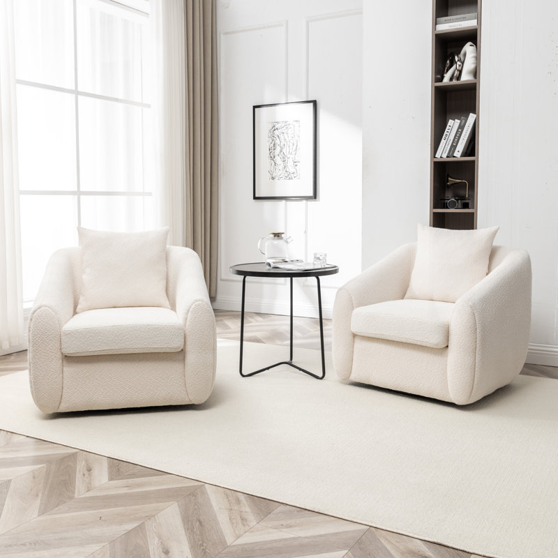 Duston 32'' Wide Upholstered Swivel Chair, Beige